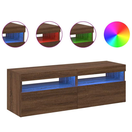 vidaXL Tv-meubels 2 st met LED-verlichting 60x35x40 cm bruineikenkleur afbeelding3 - 1