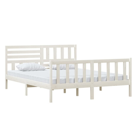 vidaXL Bedframe massief hout wit 160x200 cm afbeelding3 - 1