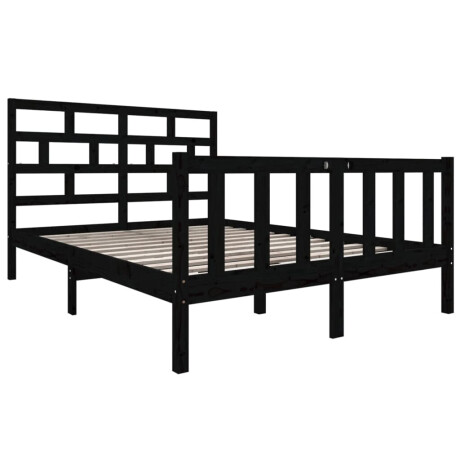 vidaXL Bedframe massief grenenhout zwart 135x190 cm afbeelding3 - 1