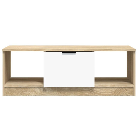 vidaXL Salontafel 102x50x36 cm bewerkt hout wit en sonoma eikenkleurig afbeelding3 - 1