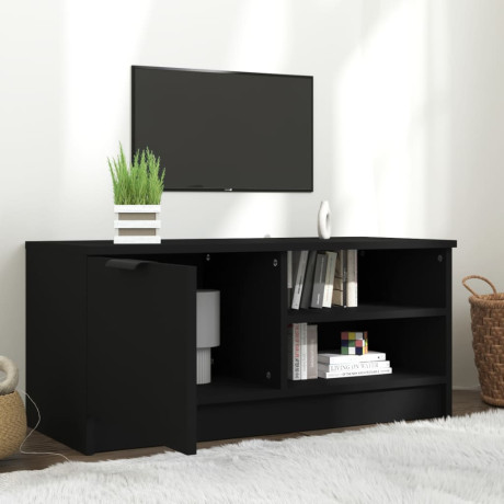 vidaXL Tv-meubel 80x35x36,5 cm bewerkt hout zwart afbeelding3 - 1