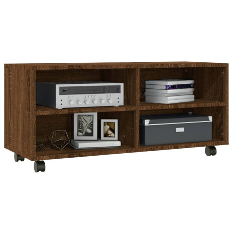 vidaXL Tv-meubel met wieltjes 90x35x35 cm bewerkt hout bruin eikenkleur afbeelding3 - 1