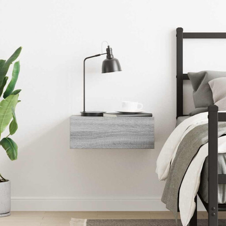 vidaXL Nachtkastje zwevend 40x30x15 cm bewerkt hout grijs sonoma eiken afbeelding3 - 1