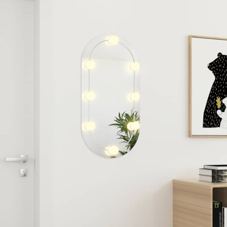 vidaXL Spiegel met LED-verlichting ovaal 80x40 cm glas afbeelding3 - 1