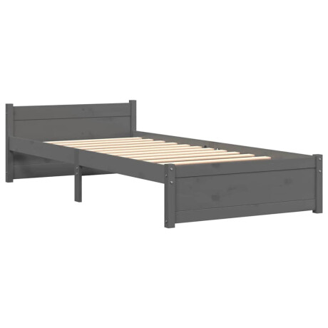 vidaXL Bedframe massief hout grijs 75x190 cm afbeelding3 - 1