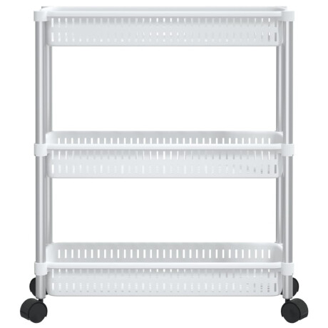 vidaXL Opbergtrolley 3 laags aluminium zilverkleurig en wit afbeelding3 - 1