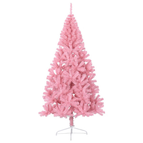 vidaXL Kunstkerstboom met standaard half 210 cm PVC roze afbeelding3 - 1