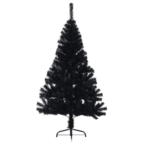 vidaXL Kunstkerstboom met standaard half 120 cm PVC zwart afbeelding3 - 1