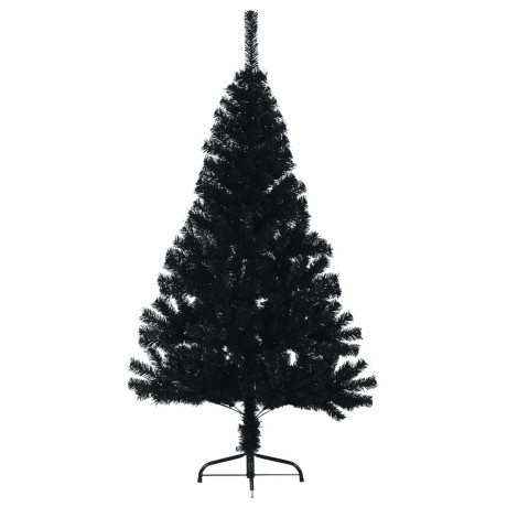 vidaXL Kunstkerstboom met standaard half 150 cm PVC zwart afbeelding3 - 1