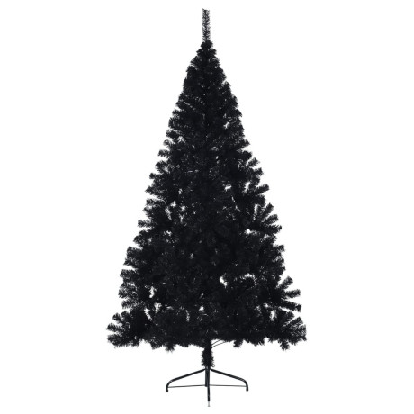 vidaXL Kunstkerstboom met standaard half 210 cm PVC zwart afbeelding3 - 1