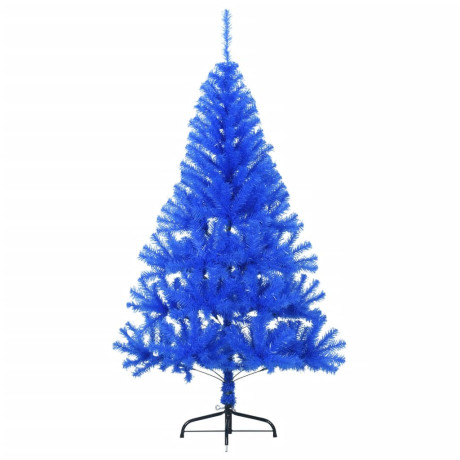 vidaXL Kunstkerstboom met standaard half 120 cm PVC blauw afbeelding3 - 1