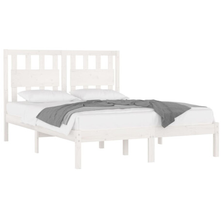 vidaXL Bedframe massief grenenhout wit 135x190 cm 4FT6 Double afbeelding3 - 1