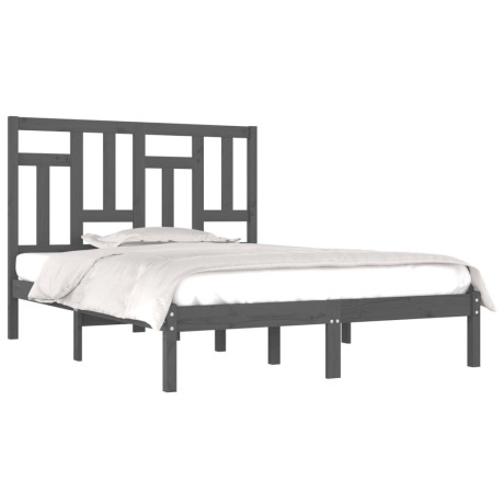 vidaXL Bedframe massief grenenhout grijs 120x200 cm afbeelding3 - 1