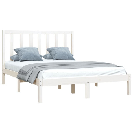 vidaXL Bedframe massief grenenhout wit 140x190 cm afbeelding3 - 1