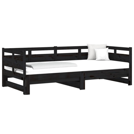 vidaXL Slaapbank uitschuifbaar massief grenenhout zwart 2x(80x200) cm afbeelding3 - 1