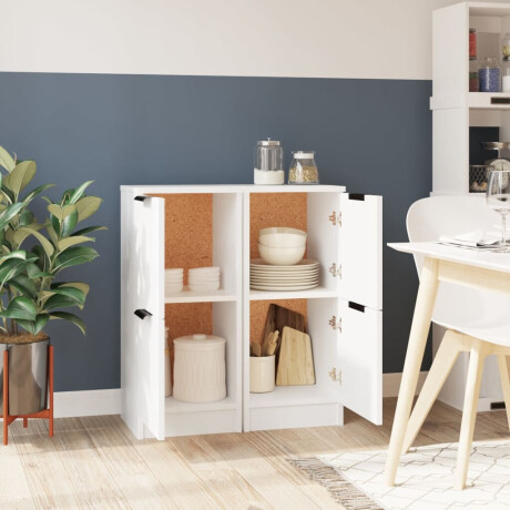 vidaXL Dressoirs 2 st 30x30x70 cm bewerkt hout wit afbeelding3 - 1