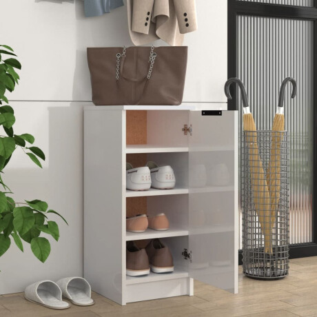 vidaXL Schoenenkast 30x35x70 cm bewerkt hout hoogglans wit afbeelding3 - 1
