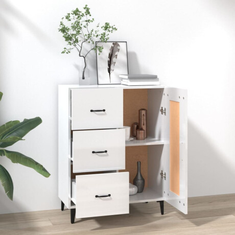 vidaXL Dressoir 69,5x34x90 cm bewerkt hout hoogglans wit afbeelding3 - 1