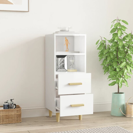 vidaXL Dressoir 34,5x34x90 cm bewerkt hout hoogglans wit afbeelding3 - 1