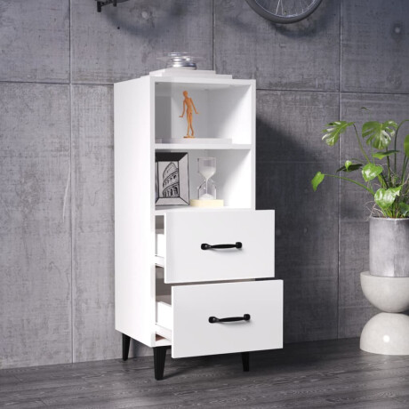 vidaXL Dressoir 34,5x34x90 cm bewerkt hout hoogglans wit afbeelding3 - 1