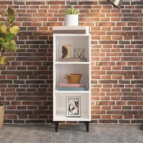 vidaXL Dressoir 34,5x32,5x90 cm bewerkt hout hoogglans wit afbeelding3 - 1