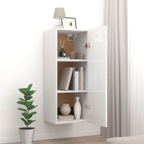 vidaXL Hangkast 34,5x34x90 cm bewerkt hout hoogglans wit afbeelding3 - 1