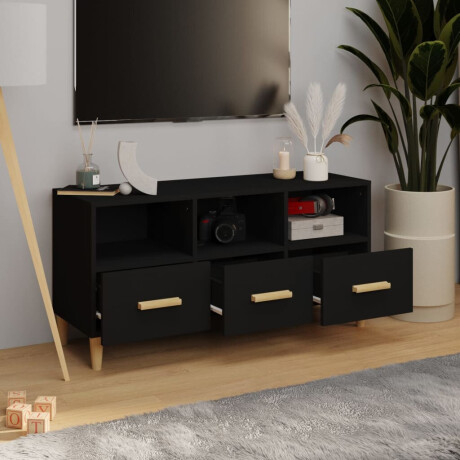 vidaXL Tv-meubel 102x36x50 cm bewerkt hout zwart afbeelding3 - 1