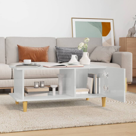 vidaXL Salontafel 90x50x40 cm bewerkt hout hoogglans wit afbeelding3 - 1