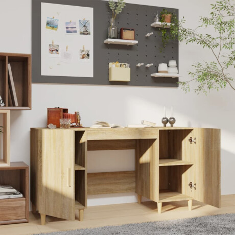 vidaXL Bureau 140x50x75 cm bewerkt hout sonoma eikenkleurig afbeelding3 - 1