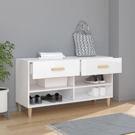 vidaXL Schoenenkast 102x35x55 cm bewerkt hout hoogglans wit afbeelding3 - 1