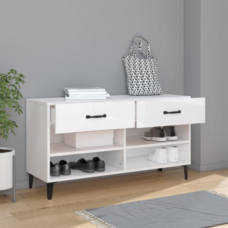vidaXL Schoenenkast 102x35x55 cm bewerkt hout hoogglans wit afbeelding3 - 1