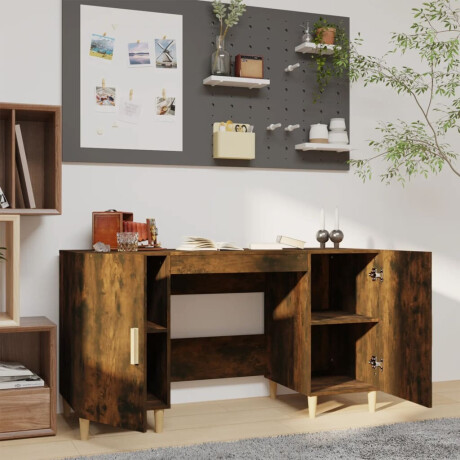 vidaXL Bureau 140x50x75 cm bewerkt hout gerookt eikenkleurig afbeelding3 - 1