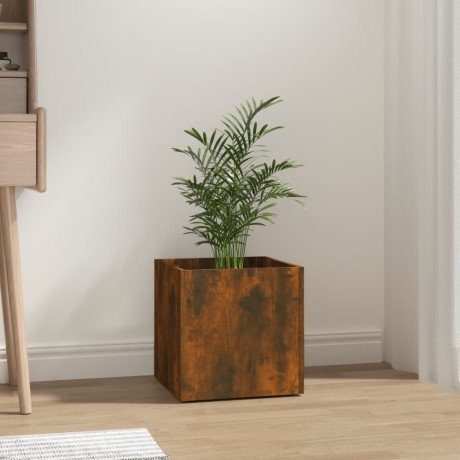 vidaXL Plantenbak 40x40x40 cm bewerkt hout gerookt eikenkleurig afbeelding3 - 1