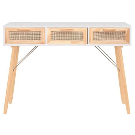 vidaXL Wandtafel 105x30x75 cm massief grenenhout en natuurlijk rattan afbeelding3 - 1