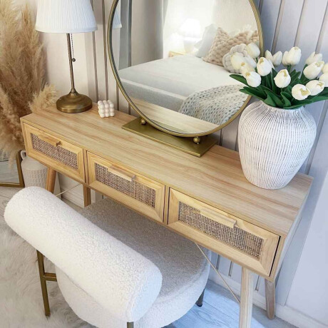 vidaXL Wandtafel 105x30x75 cm massief grenenhout en natuurlijk rattan afbeelding3 - 1