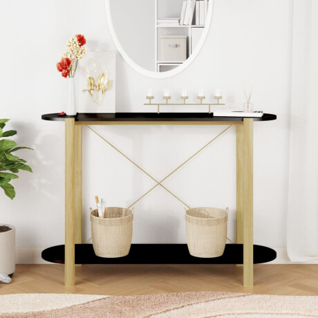 vidaXL Wandtafel 110x38x75 cm bewerkt hout zwart afbeelding3 - 1