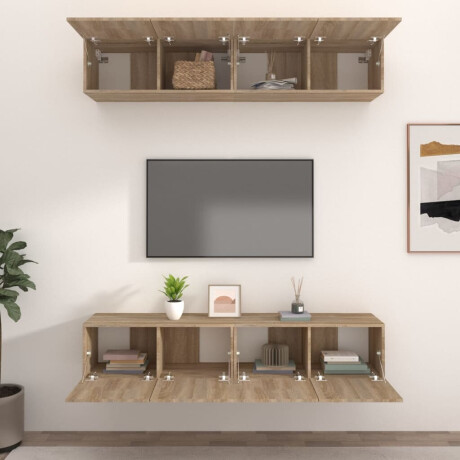 vidaXL Tv-meubels 4 st 80x30x30 cm bewerkt hout sonoma eikenkleurig afbeelding3 - 1