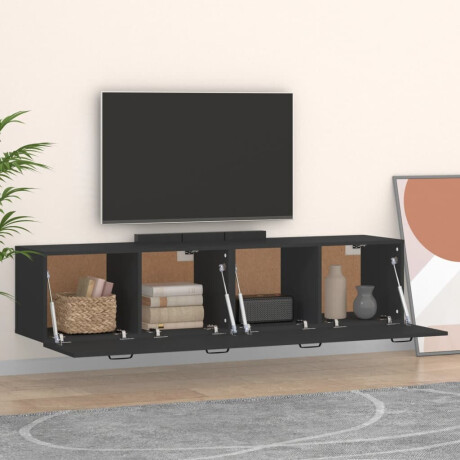 vidaXL Wandkasten 2 st 60x36,5x35 cm bewerkt hout zwart afbeelding3 - 1