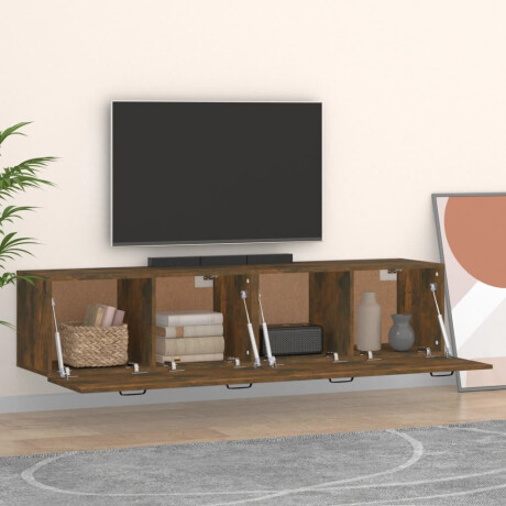 vidaXL Wandkasten 2 st 60x36,5x35 cm bewerkt hout gerookt eikenkleurig afbeelding3 - 1