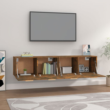 vidaXL Wandkasten 2 st 80x35x36,5 cm bewerkt hout gerookt eikenkleur afbeelding3 - 1