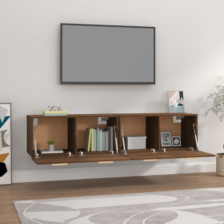 vidaXL Wandkasten 2 st 80x35x36,5 cm bewerkt hout bruin eikenkleur afbeelding3 - 1