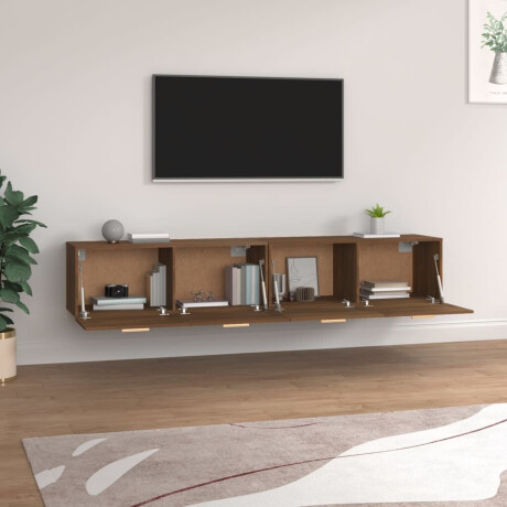 vidaXL Wandkasten 2 st 100x36,5x35 cm bewerkt hout bruin eikenkleur afbeelding3 - 1