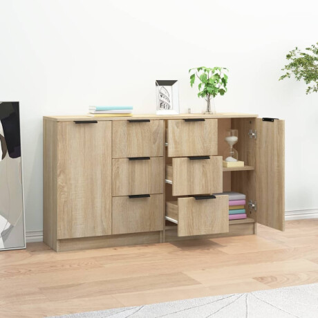 vidaXL Dressoirs 2 st 60x30x70 cm bewerkt hout sonoma eikenkleurig afbeelding3 - 1