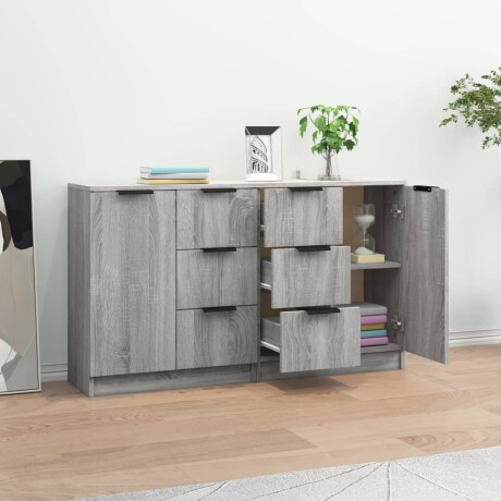 vidaXL Dressoirs 2 st 60x30x70 cm bewerkt hout grijs sonoma eiken afbeelding3 - 1