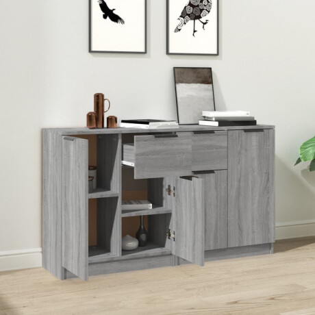 vidaXL Dressoirs 2 st 60x30x70 cm bewerkt hout grijs sonoma eiken afbeelding3 - 1