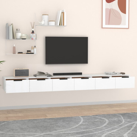 vidaXL Wandkasten 2 st 102x30x20 cm bewerkt hout wit afbeelding3 - 1
