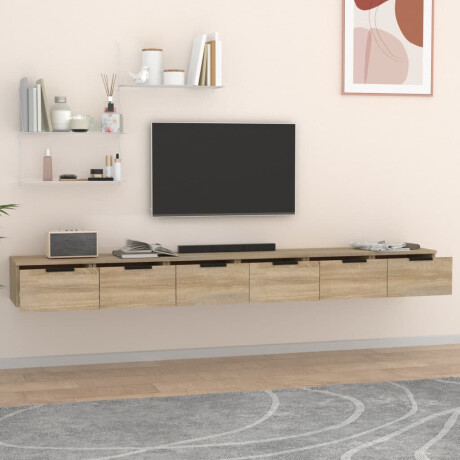 vidaXL Wandkasten 2 st 102x30x20 cm bewerkt hout sonoma eikenkleurig afbeelding3 - 1