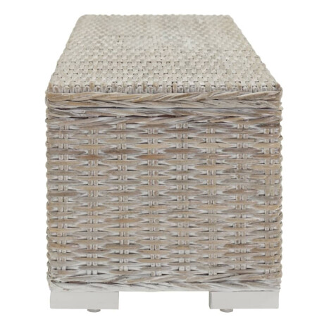 vidaXL Opbergbox 110 cm natuurlijk kubu rattan & massief mahoniehout wit afbeelding3 - 1