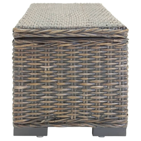 vidaXL Opbergbox 110 cm natuurlijk kubu rattan en mahoniehout grijs afbeelding3 - 1