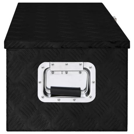 vidaXL Opbergbox 80x39x30 cm aluminium zwart afbeelding3 - 1